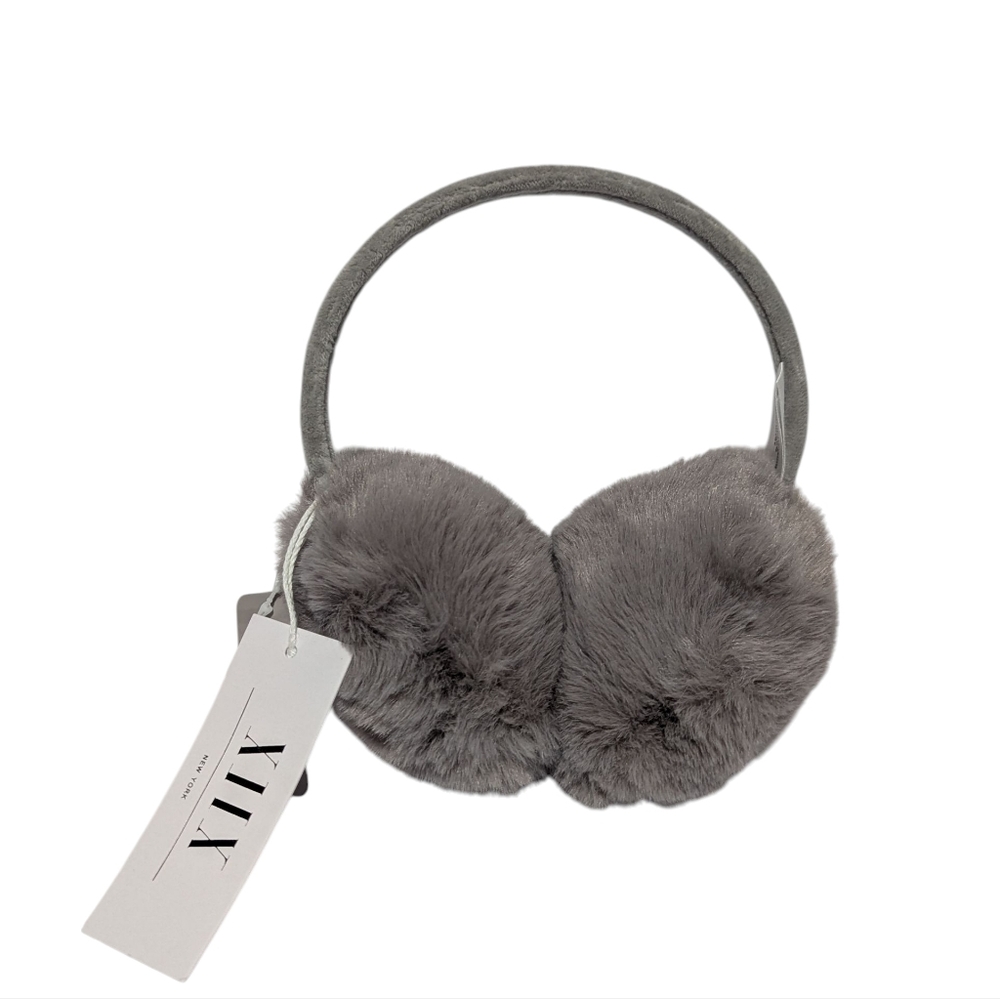 New" XiiX Women's Faux Fur earmuffs adjustable grey color